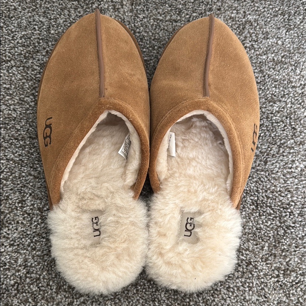 UGG Chestnut Suede Slippers with Plush Lining